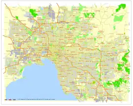 Map of Melbourne, Australia, printable and editable