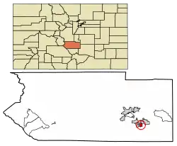 Location of the Town of Coal Creek in the Fremont County, Colorado.