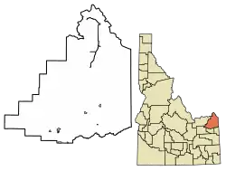 Location of Drummond in Fremont County, Idaho.