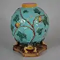 Frog and insect vase, c. 1880, naturalistic in style.