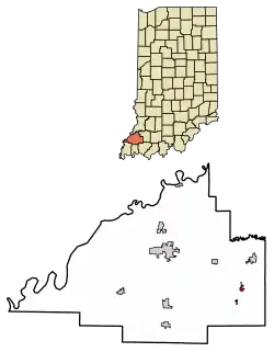 Location of Somerville in Gibson County, Indiana.