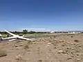 Grob G103 Twin Astir glider preparing to launch in tow by the Piper PA-25 Pawnee tow plane at El Tiro in 2020
