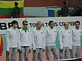 Awaiting medal presentation (May 2015).