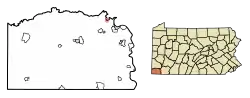 Location of Clarksville in Greene County, Pennsylvania.