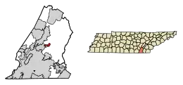 Location of Lakesite in Hamilton County, Tennessee.