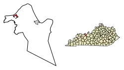 Location of Lewisport in Hancock County, Kentucky.