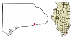 Location of Cave-In-Rock in Hardin County, Illinois.
