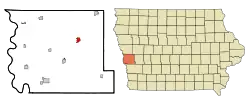 Location of Woodbine, Iowa