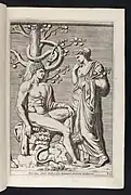 Hesperides and Heracles from the book 'De malorvm avreorvm cvltvra et vsv libri quatuor'  by  Giovanni Baptista Ferrari