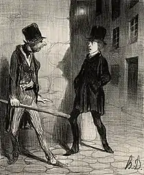 What Time is it Please, published in Le Charivari (1839), lithograph, 24.1 x 19.8&nbsp;cm. Cleveland Museum of Art