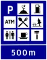 Service area ahead (500 m)