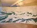 "Bewegtes Meer III" 2020, oil on canvas, 250 × 570&nbsp;cm (three-part), in the Berlin studio