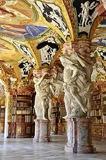 Rococo - Interior of the Klosterbibliothek Metten&nbsp;[de], Metten, Germany, unknown architect, 1722-1726