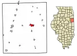 Location of Watseka in Iroquois County, Illinois.