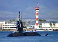 JS Hakuryū arriving at Pearl Harbor on 6 February 2013.