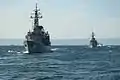 JS Haruyuki and JS Asayuki underway on 8 October 2012.