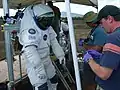 Mike Damon (foreground) and Jake Maule at NASA Desert-RATS, Arizona (September, 2006).