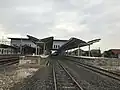 The new emplacement of the Cikarang Station seen from the east side of the station (May 2021)