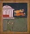 Guru Nanak placing his feet toward the Kaaba in Mecca
