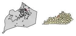 Location of Hickory Hill in Jefferson County, Kentucky