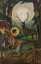 Religious: Vision of St. Hubert; 1920s, oil on canvas, 154 x 104 cm, private collection.