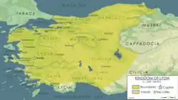 Map of the Lydian Kingdom in its final period of sovereignty under Croesus, c. 547 BC.