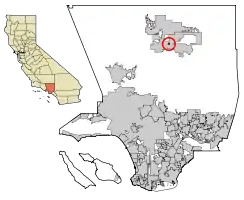 Location of Desert View Highlands in Los Angeles County, California.
