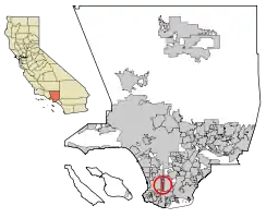 Location of West Carson in Los Angeles County.