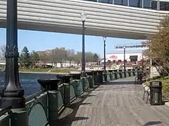 River Trail in downtown Lansing with City Market in distance.