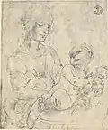 Virgin and Child with cat, recto, Uffizi