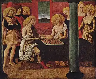 Image 22Liberale da Verona, The Chess Players, c. 1475 (The Metropolitan Museum of Art) (from Chess in the arts)