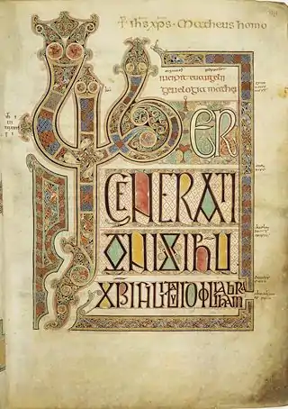 The Incipit to Matthew from the Book of Lindisfarne; late 7th century; ink and pigments on vellum; 34 x 25&nbsp;cm; British Library (London)