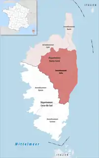 Location within the region Corsica