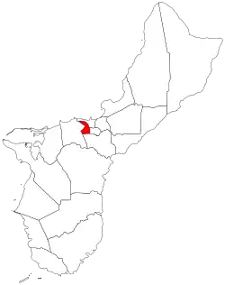 Location of Agana Heights within the Territory of Guam.