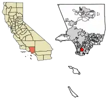 Location of Carson in Los Angeles County, California