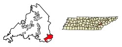 Location of Greenback in Loudon/Blount County, Tennessee.
