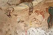 Detail of the Nativity, the two midwives bathing Jesus