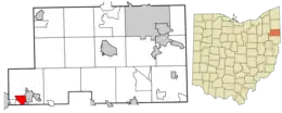Location of Maple Ridge in Mahoning County and in the State of Ohio