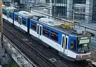 Roof-mounted trainsets' cooling systems and a single-arm pantograph of the 3000 class. (April 2022)