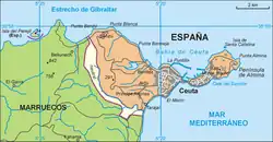 Location of Benzú within Ceuta