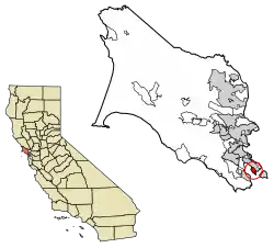Location of Belvedere in Marin County, California.