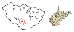 Location of War in McDowell County, West Virginia.
