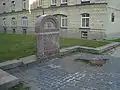 A memorial marking the burial site of Jews murdered at the former camp