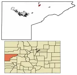 Location of the Town of De Beque in Mesa County, Colorado.