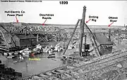 Metropolitan Electric Co. excavated a canal intended to generate power (1898–1901). As a byproduct, large boulders were hauled about 1 km by horse/cart to provide the foundation of the Britannia Pier (1899).