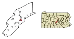 Location of Lewistown in Mifflin County, Pennsylvania