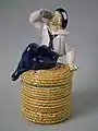 Tobacco Jar and cover, coloured glazes majolica, 1868, naturalistic in style.