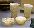 Model alabaster vases from one of the foundation deposits