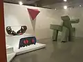 Serpiente emplumada by Edgard Negret (left) and Dotación para museo en vías de extensión by Elías Heim (right)