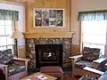 A gas-powered fireplace